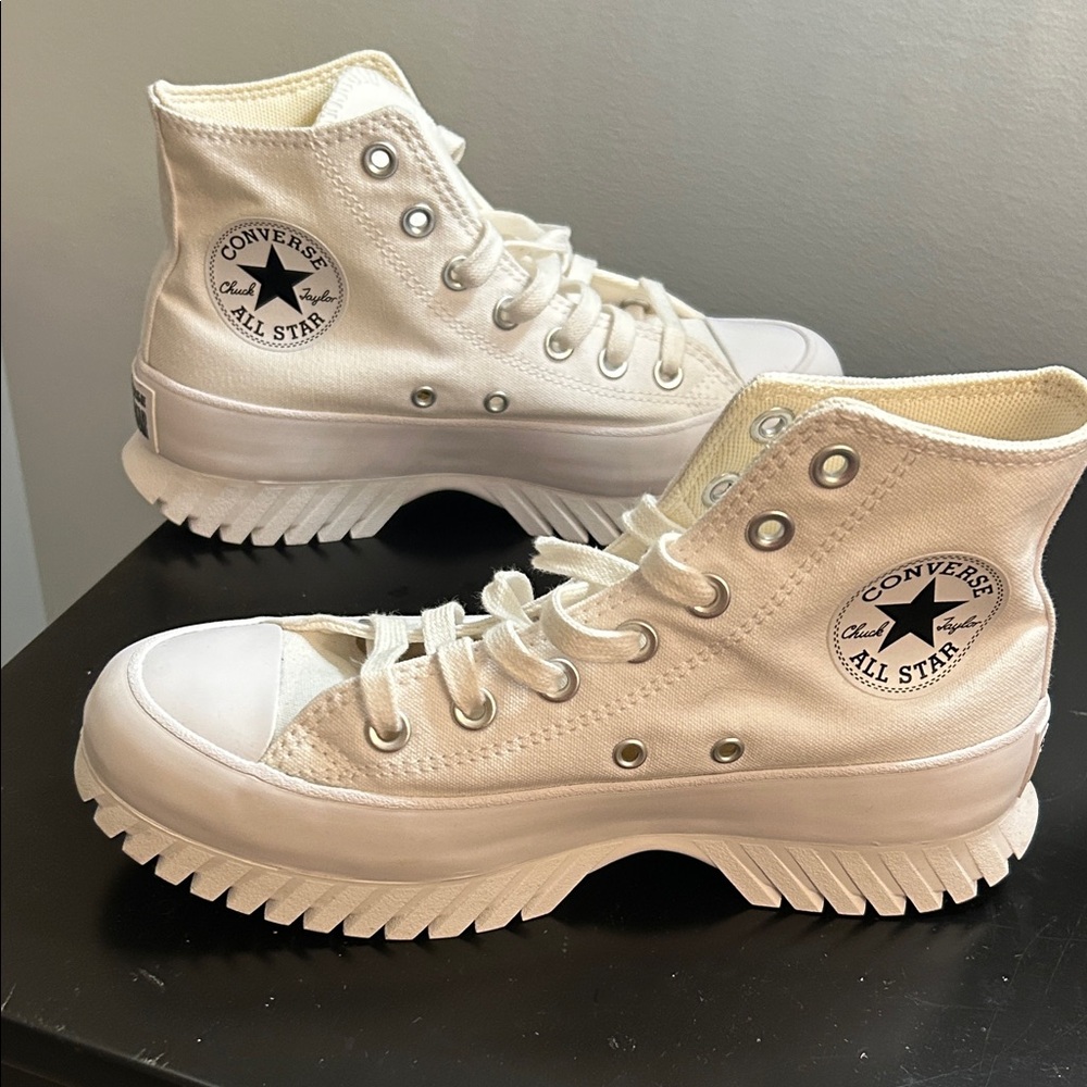 Converse Women's All Star White Platform Sneakers Lugged Sole Chuck Taylor - Picture 7 of 9